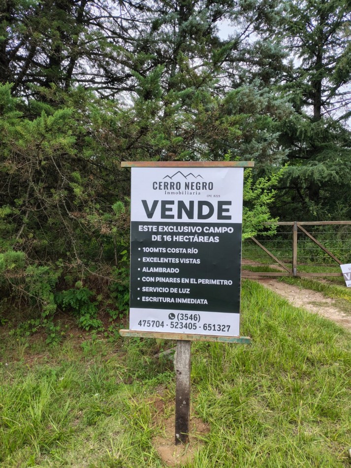 Campo unico con costa de rio